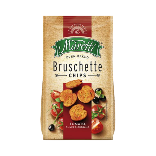 Maretti Bruschette Tomato, Olives & Oregano, Brotchips